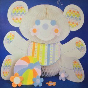 Hallmark Centerpiece 1970's Teddy Time Bear Honeycomb Party Decor